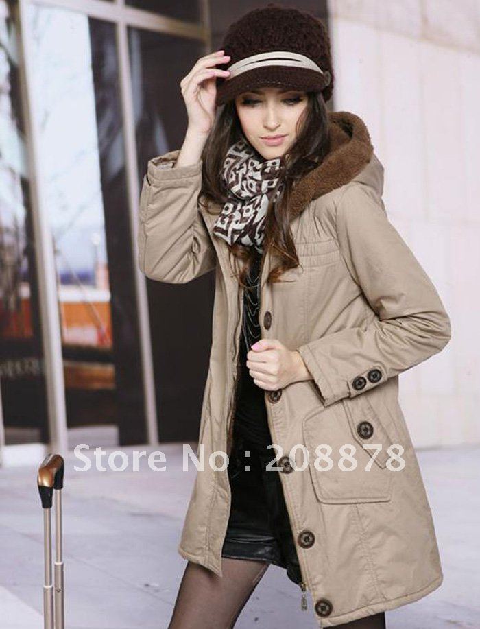 women's trench coat long fashion windbreak with hat  moq is 1 freeshipping