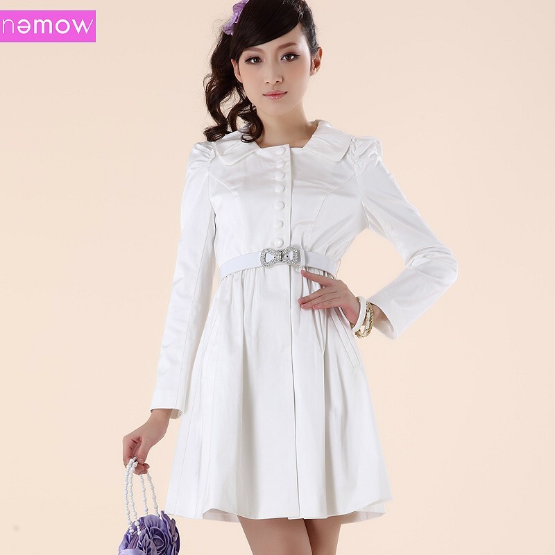Women's trench female outerwear spring and autumn slim medium-long a1e002