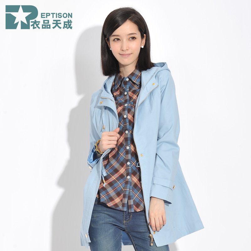 Women's trench women's slim with a hood trench female x008