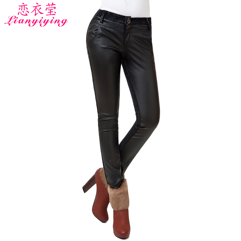 Women's trousers 2012 pants winter thickening leather casual basic trousers