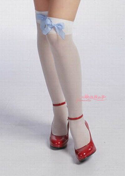 Women's underwear leg sexy over-the-knee ultra-thin bow stockings 7980 white