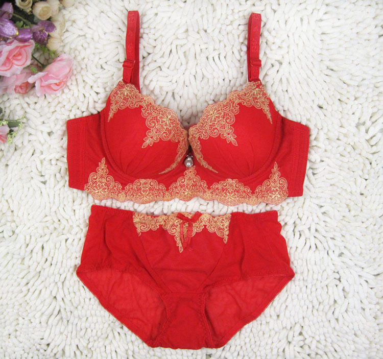 Women's underwear married the bride push up red bra set bra daianfen