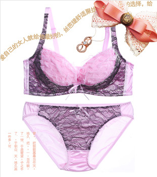 Women's underwear panties sweet push up adjustable lace bra set sexy temptation