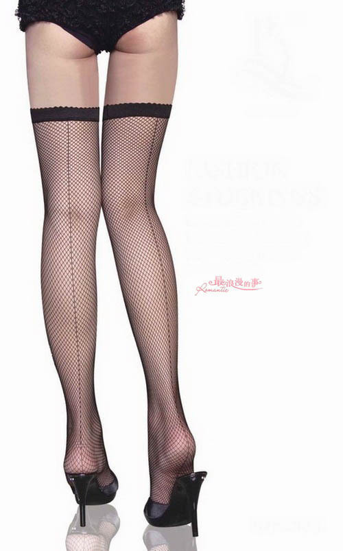 Women's underwear stripe black network elastic small mesh socks stockings 7987