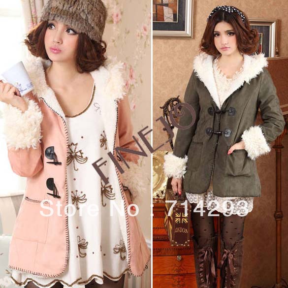 Women's Vintage Fleece Hooded Duffle woolen Coat Pocket Jacket Trench Hoodies Sweats Coat 3 Colors free shipping 9163