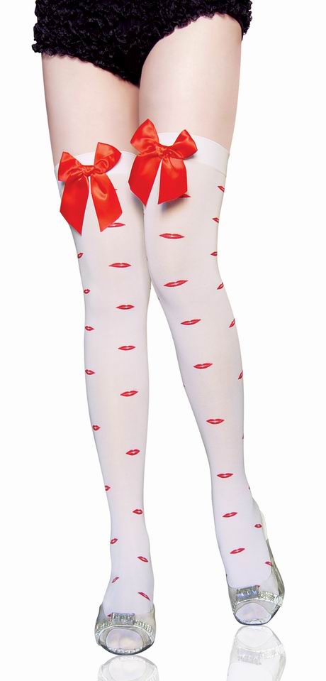Women's white stockings over-the-knee bow straight socks the socks 7805