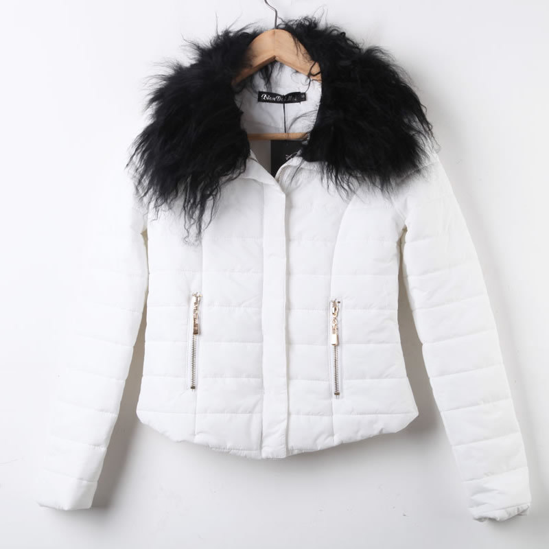 Women's winter fashion slim the disassemblability large fur collar short design cotton-padded jacket thickening thermal wadded