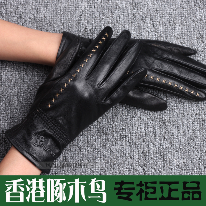 Women's winter genuine leather gloves full leather sheepskin gloves