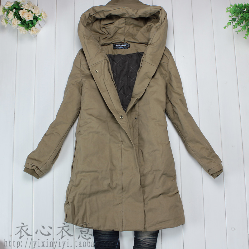Women's winter medium-long trench type slim cotton-padded jacket wadded plus size with a hood cotton-padded jacket outerwear