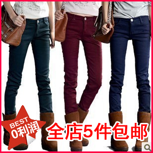 Women's winter plus velvet pencil boot cut jeans skinny pants elastic slim legging jeans