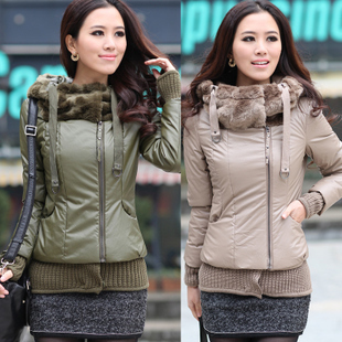 Women's winter short  slim small cotton-padded jacket wadded jacket female with a hood thickening short jacket free shipping