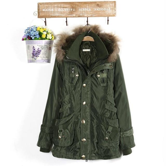 women's with a hood zipper long-sleeve popper slim tooling cotton-padded jacket wadded jacket outerwear