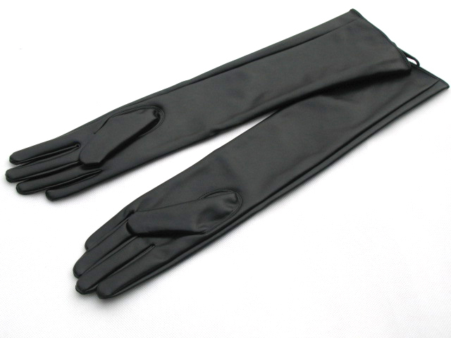Women's women's ultra long gloves leather soft PU gloves long design lining mercerizing