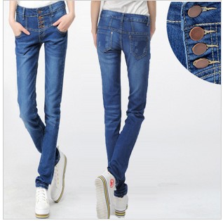 Women's xb15 high waist skinny jeans pants trousers breasted