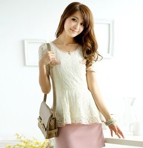 Women's xc102 sweet buckle fence cymose top slim lace shirt summer