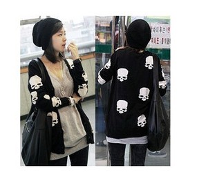 Women's xc5 personalized fashion skull print cardigan long-sleeve outerwear female