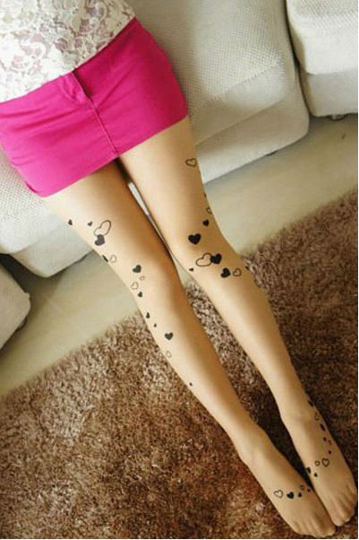 Women Sexy Fashion Love Leggings Socks Tattoo Tights Pantyhose Stockings