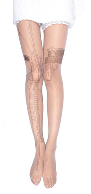 Women Sexy Fashion Machine gun Letters Leggings Socks Tattoo Tights Pantyhose Stockings