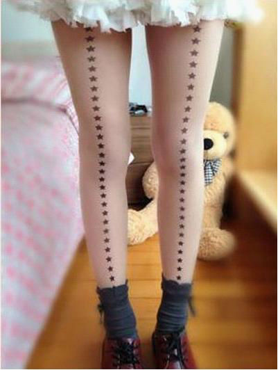 Women Sexy Fashion Stars line Leggings Socks Tattoo Tights Pantyhose Stockings
