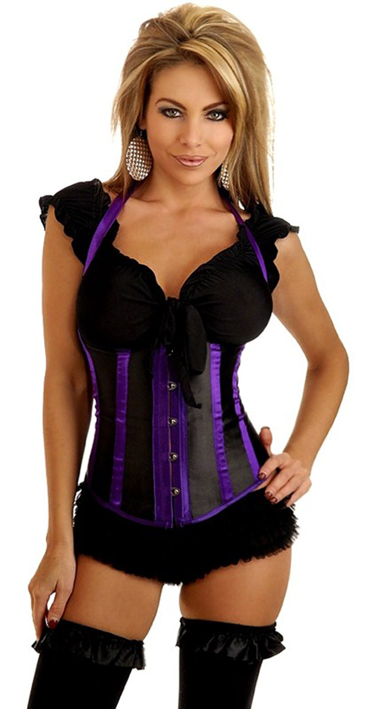 Women shaper corset (bust+g-string) Sexy Lingerie purple Satin wholesale and Retail 1934