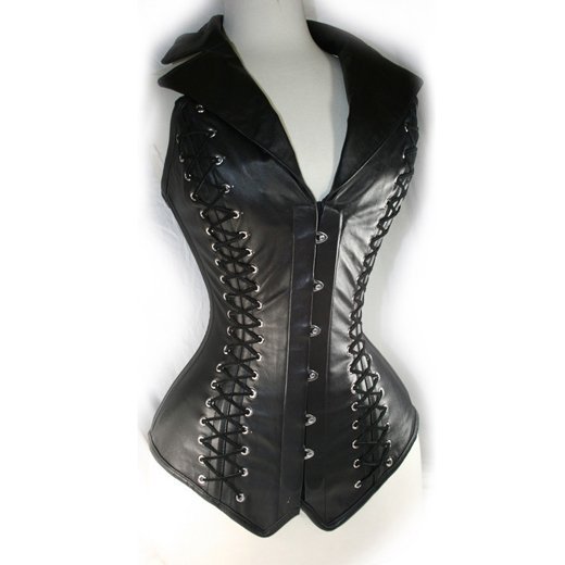 women shaper  Corset(overbust) PU steel bone  Sexy Lingerie black  0844