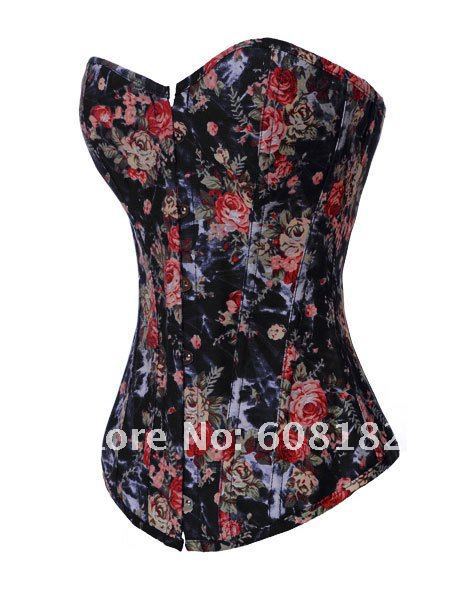 Women shaper Corset(overbust) Sexy Lingerie black satin 1925