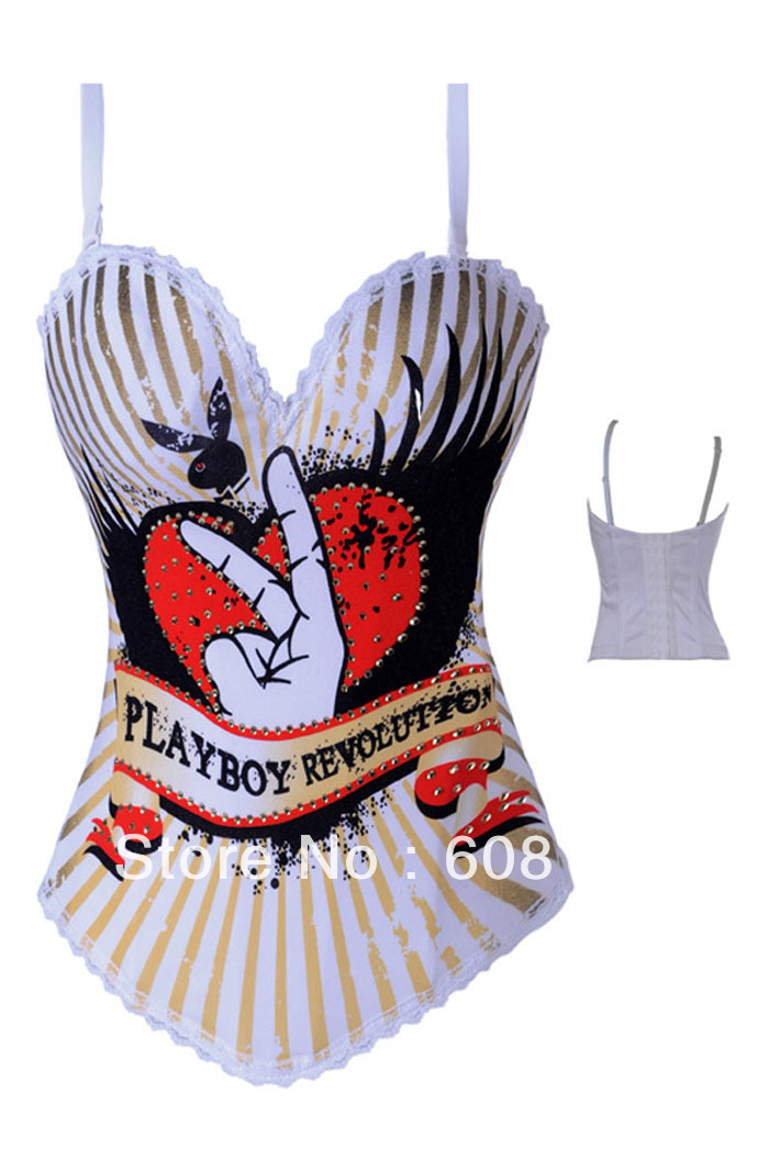 Women shaper Corset Sexy Lingerie (bustier + g-string) satin white 1713