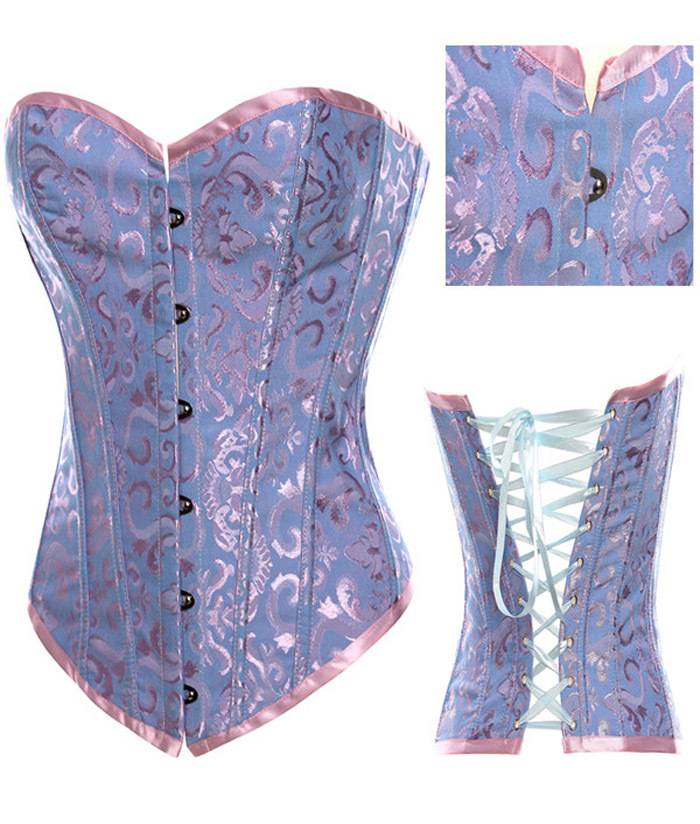 Women shaper Hot blue Sexy Lingerie Corset (Bust+ G-string ) 3236