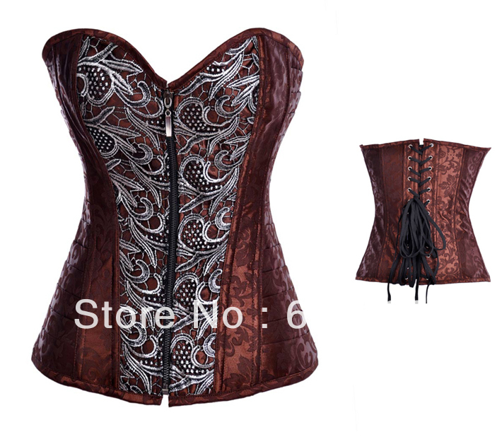 Women shaper satin steel bone Corset Sexy Lingerie (bustier+underwear) 3372