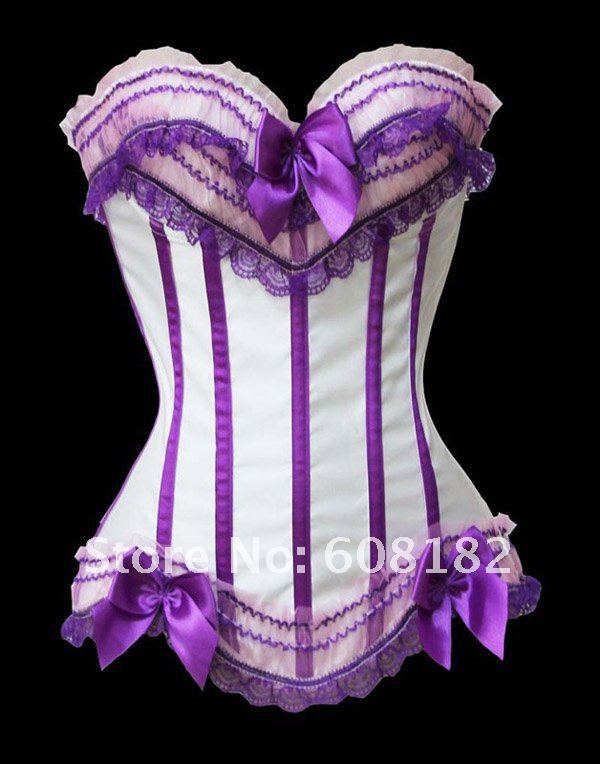 Women shaper White purple satin Sexy Lingerie Corset 1976