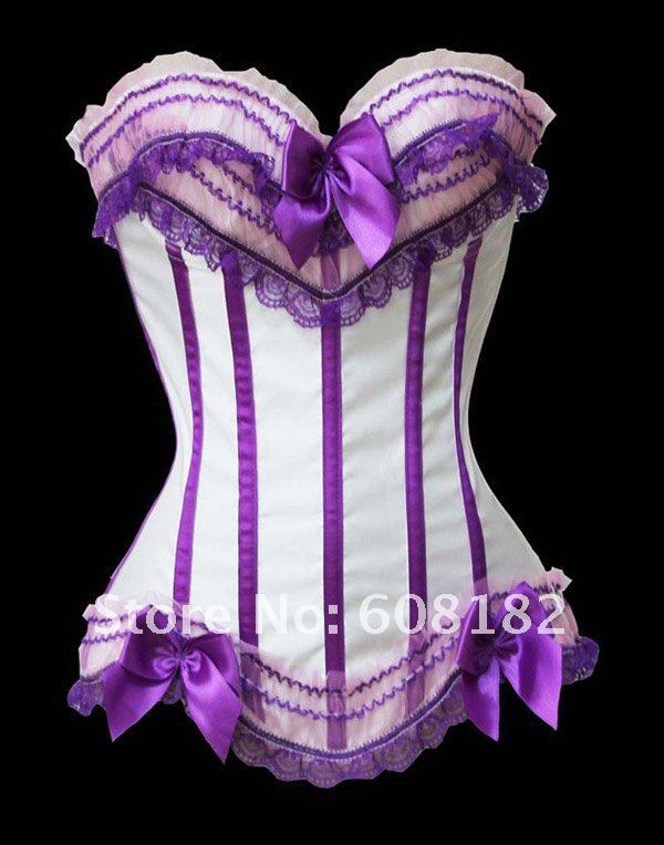 Women shaper White purple  satin Sexy Lingerie  Corset  1976