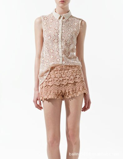 Women Sleeveless Embroidery Flower Blouse Tops