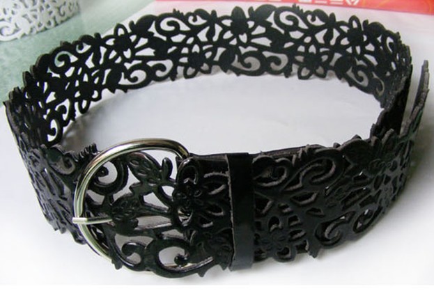 Women Solid Black Faux Leather Accessories-belt   29