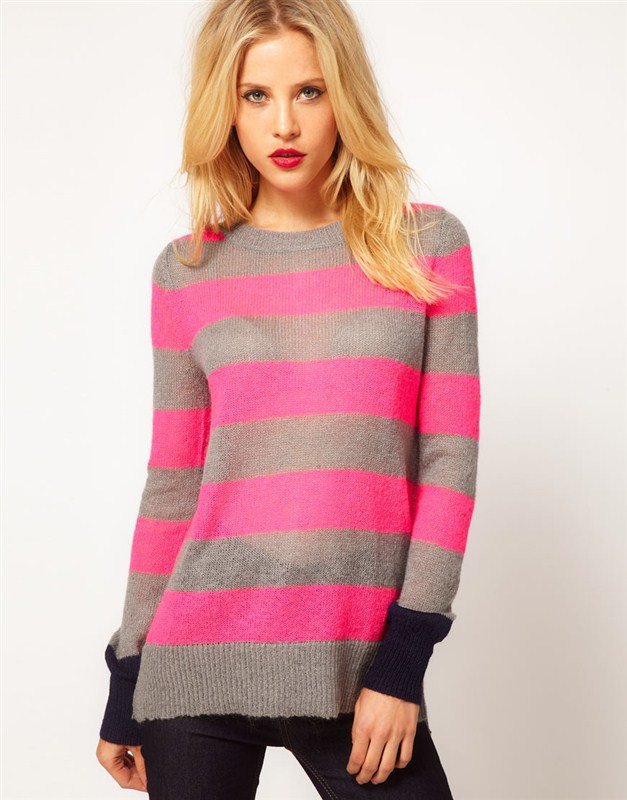 Women Striped Knitted Pullovers Sweater I210121-A57