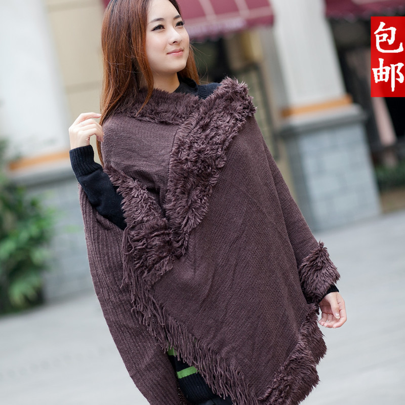 Women sweater cape outerwear knitted pullover batwing shirt loose plus size sleeveless shirt autumn and winter