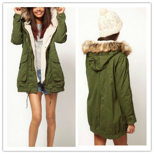 Women Thicken Fleece Warm Winter Coat Zip Hooded Parka Overcoat Long Jacket Free Shipping