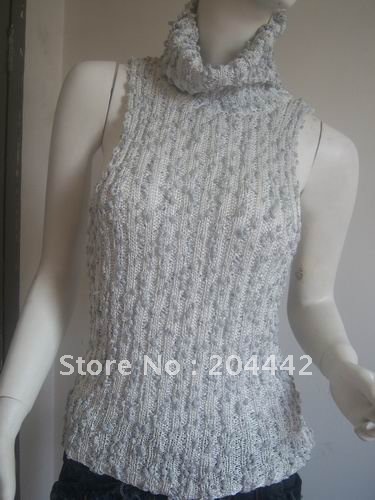 Women Turtlenecks Vests Sweater Color White Size XL Material 60%Wool 40%Cotton