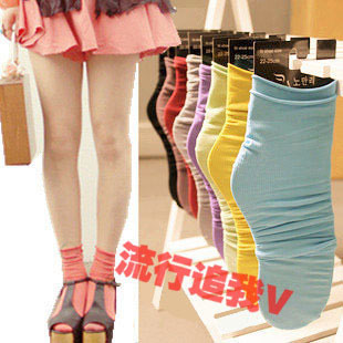 Women velvet knee-high socks candy color 100% cotton massed ankle sock socks