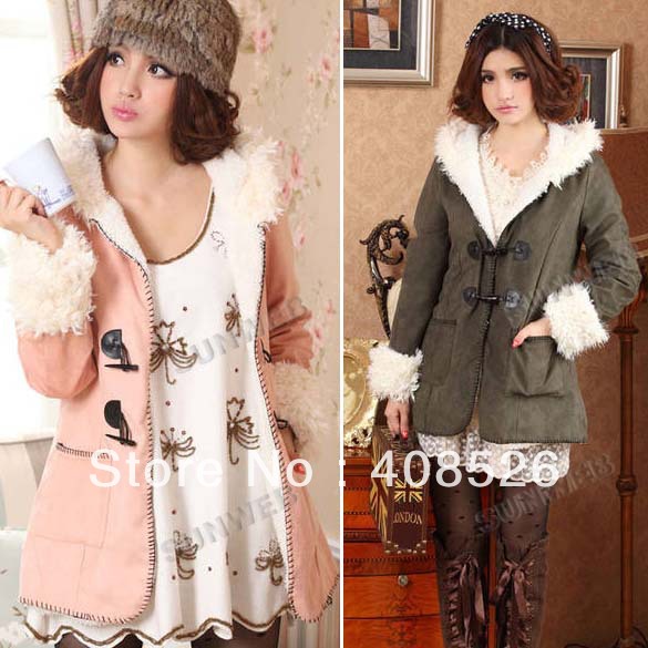 Women Vintage Fleece Hooded Duffle woolen Coat Pocket Jacket Trench Hoodies Sweats Coat 3 Colors free shipping 9163