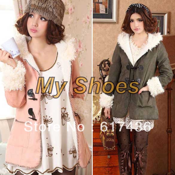 Women Vintage Fleece Hooded Duffle woolen Coat Pocket Jacket Trench Hoodies Sweats Coat 3 Colors free shipping 9163