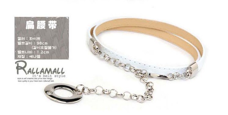 Women White Synthetic Leather Belts