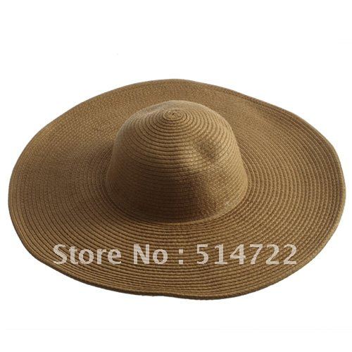 Women Wide Large Brim Floppy Summer Beach Straw Wire Derby Hat