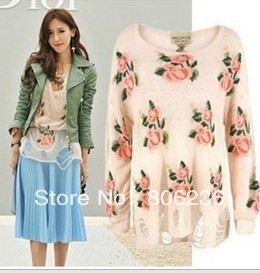 Women wildfox flower hollow out Roses knitting garment/sweater hoodies A2434