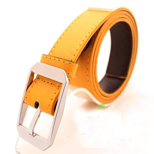 Women yellow studded belts dress pu leather belts