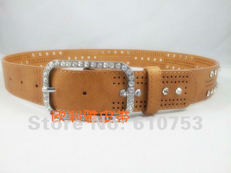 womenpu leather rhinestone belt, Free shipping, MixedLot wholesale,western lady rhinestone belt, rivit women belt
