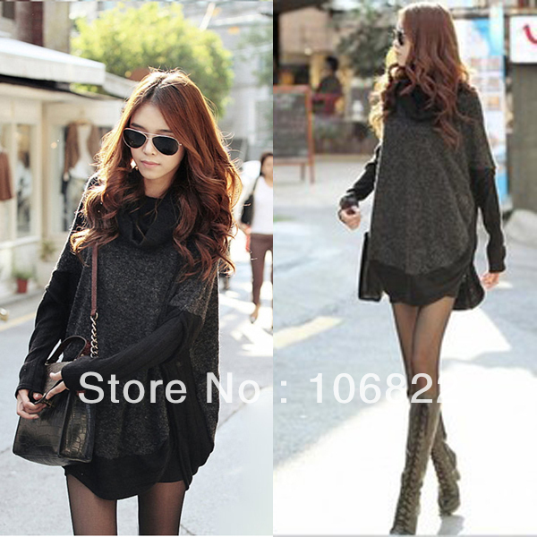 Womens Batwing Sleeve Turtleneck Long Sweater Knits Shirt Loose Blouse Outerwear HR452