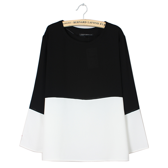 Womens blouse with black and white patchwork for freeshipping