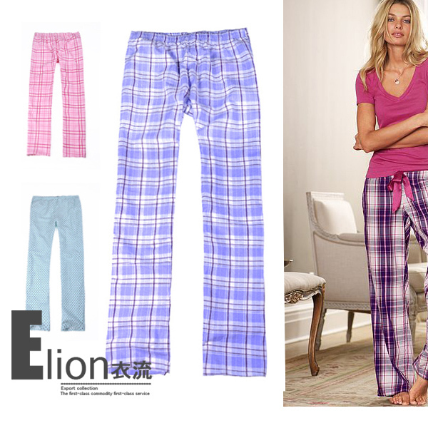 womens comfortable flannel check casual pajama pants,ladies sleep pants