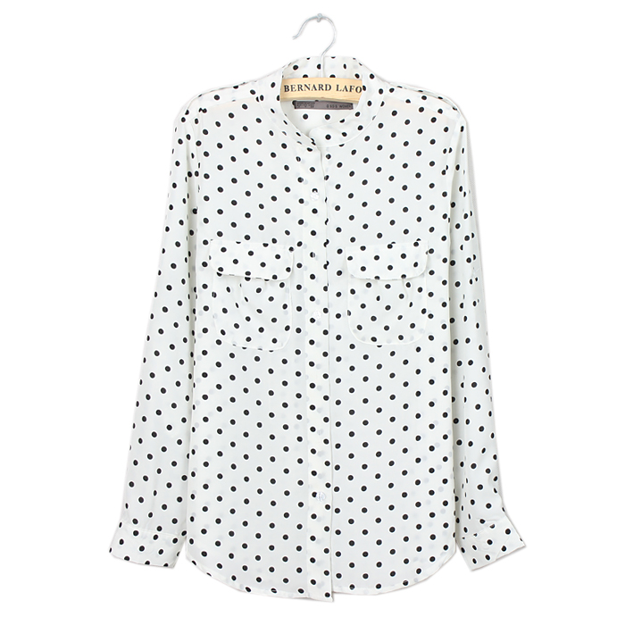 Womens dot blouse and pocket decoration for freeshipping