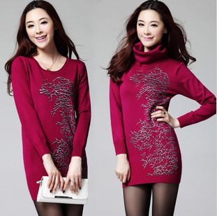 Womens explosion! Thickened printing money tree grew in the Korean version of women sweater large turtleneck sweater